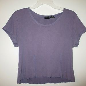 purple, cropped, t-shirt